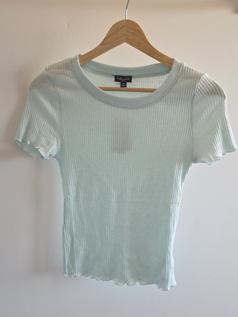 Splendid Mint Ribbed Crewneck Short Sleeve Tee